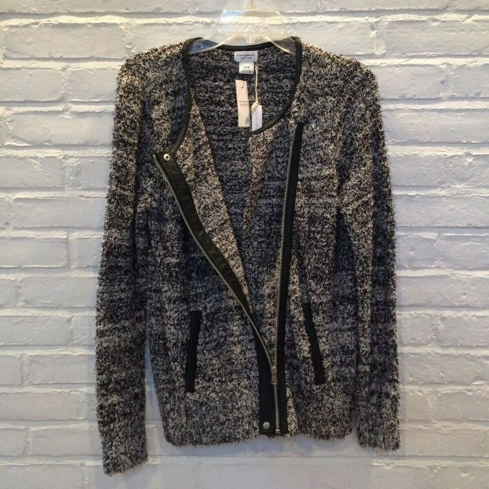 NWT Club Monaco Black Ivory Iluminada Zip Cardigan Sweater - Org. $269 - Size XS